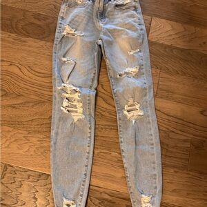 Distressed Light Blue Women's Jeans SUPER Stretchy